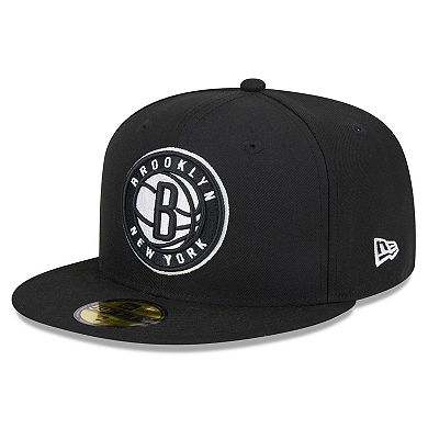 Men's New Era Black Brooklyn Nets  Rally Drive Side Patch 59FIFTY Fitted Hat