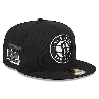 Men's New Era Black Brooklyn Nets  Rally Drive Side Patch 59FIFTY Fitted Hat