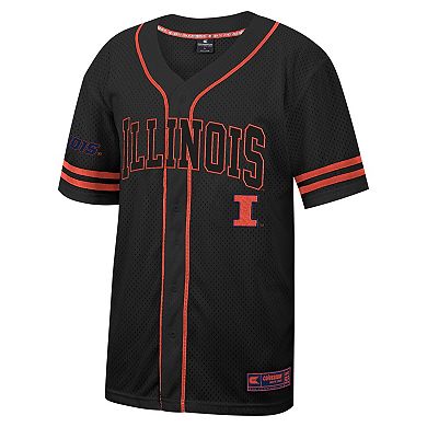 Men's Colosseum Black Illinois Fighting Illini Free Spirited Mesh Button-Up Baseball Jersey