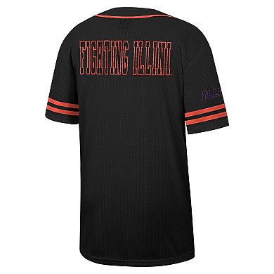 Men's Colosseum Black Illinois Fighting Illini Free Spirited Mesh Button-Up Baseball Jersey