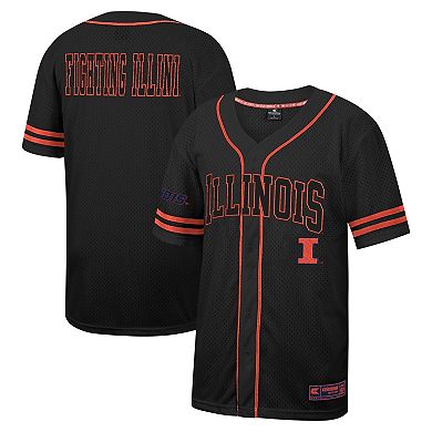 Men's Colosseum Black Illinois Fighting Illini Free Spirited Mesh Button-Up Baseball Jersey