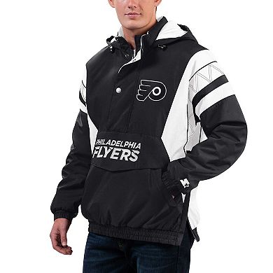 Men's Starter Black Philadelphia Flyers Home Team Half-Zip Hoodie Jacket