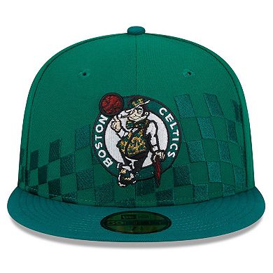 Men's New Era Kelly Green Boston Celtics 2024 NBA All-Star Game Rally Drive Checkerboard 59FIFTY Crown Fitted Hat
