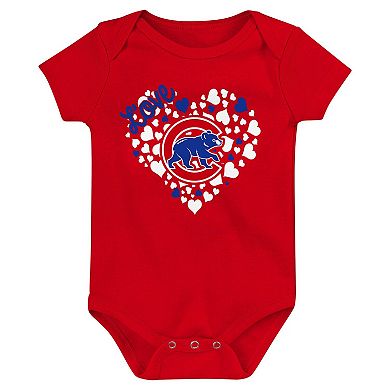 Infant Fanatics Branded Royal/Red/Pink Chicago Cubs Three-Pack Home Run Bodysuit Set