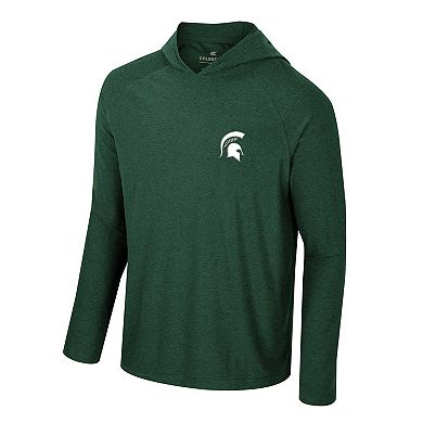 Men's Colosseum Green Michigan State Spartans Cloud Jersey Raglan Long Sleeve Hoodie T-Shirt