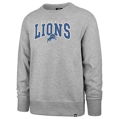 Men's '47 Gray Detroit Lions Varsity Block Headline Pullover Sweatshirt