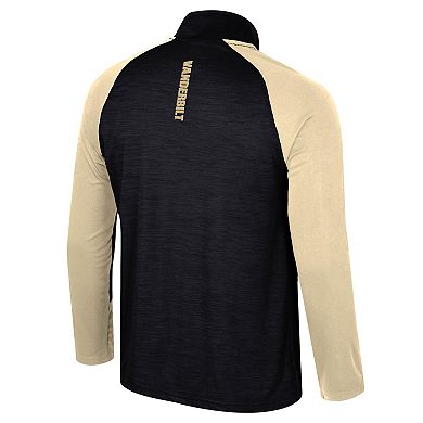 Men's Colosseum Black Vanderbilt Commodores Langmore Raglan Quarter-Zip Top