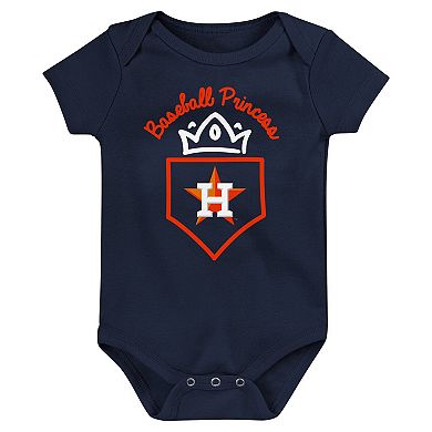 Infant Fanatics Branded Navy/Orange/Pink Houston Astros Three-Pack Home Run Bodysuit Set