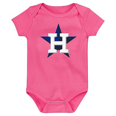 Infant Fanatics Branded Navy/Orange/Pink Houston Astros Three-Pack Home Run Bodysuit Set