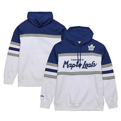 Men's Mitchell & Ness White/Blue Toronto Maple Leafs Head Coach Pullover Hoodie