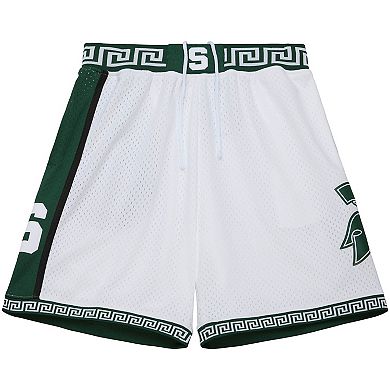 Men's Mitchell & Ness White Michigan State Spartans 125th Basketball Anniversary 1999 Throwback Shorts
