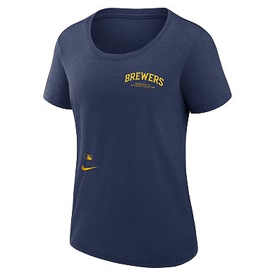 Women's Nike Navy Milwaukee Brewers Authentic Collection Performance Scoop Neck T-Shirt