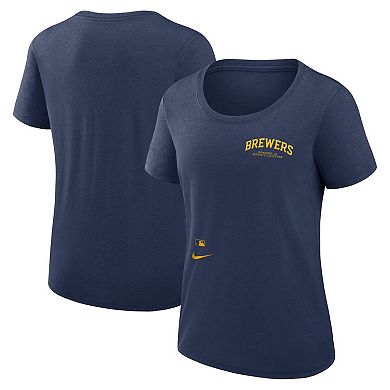 Women's Nike Navy Milwaukee Brewers Authentic Collection Performance Scoop Neck T-Shirt