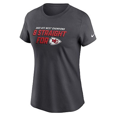 Women's Nike  Anthracite Kansas City Chiefs Eight-Time AFC West Division Champions T-Shirt