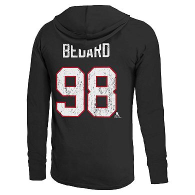 Men's Majestic Threads Connor Bedard Black Chicago Blackhawks Softhand Name & Number Pullover Hoodie