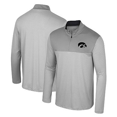 Men's Colosseum Gray Iowa Hawkeyes Tuck Quarter-Zip Top