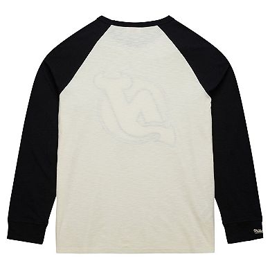 Men's Mitchell & Ness Cream New Jersey Devils Legendary Slub Vintage Raglan Long Sleeve T-Shirt