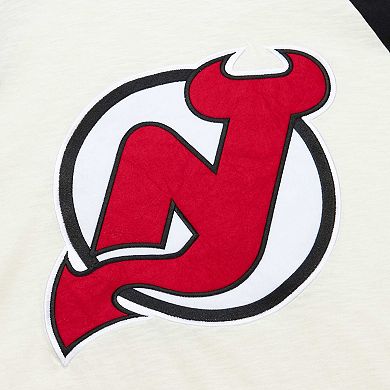 Men's Mitchell & Ness Cream New Jersey Devils Legendary Slub Vintage Raglan Long Sleeve T-Shirt