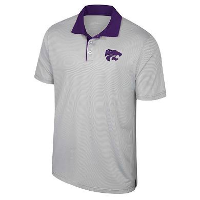 Men's Colosseum Gray Kansas State Wildcats Tuck Striped Polo