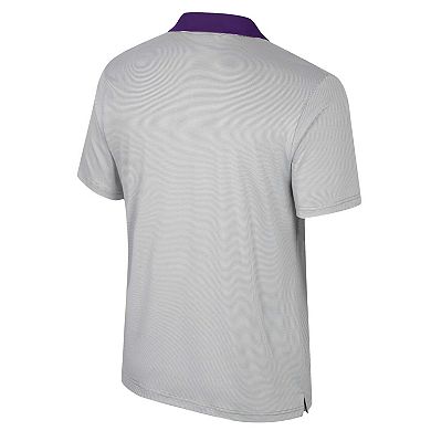 Men's Colosseum Gray Kansas State Wildcats Tuck Striped Polo