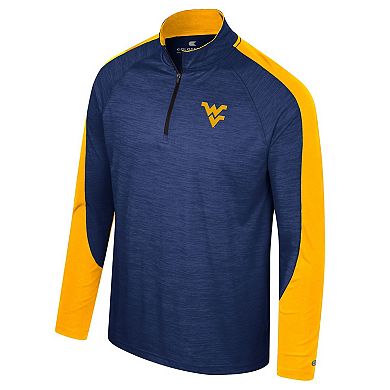 Men's Colosseum Navy West Virginia Mountaineers Langmore Raglan Quarter-Zip Top