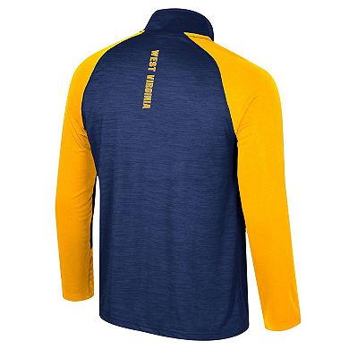 Men's Colosseum Navy West Virginia Mountaineers Langmore Raglan Quarter-Zip Top