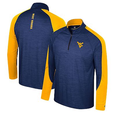 Men's Colosseum Navy West Virginia Mountaineers Langmore Raglan Quarter-Zip Top