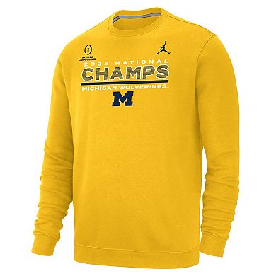 Men's Jordan Brand Maize Michigan Wolverines College Football Playoff 2023 National Champions Club Fleece Pullover Sweatshirt