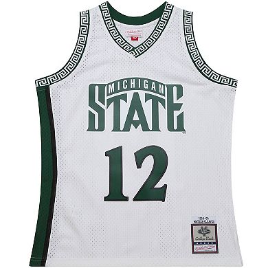 Men's Mitchell & Ness Mateen Cleaves White Michigan State Spartans 125th Basketball Anniversary 1999 Throwback Fashion Jersey
