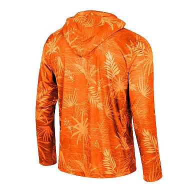 Men's Colosseum Orange Clemson Tigers Palms Printed Lightweight Quarter-Zip Hooded Top
