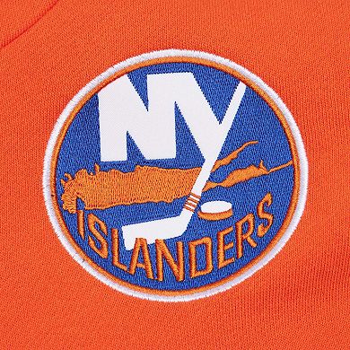 Men's Mitchell & Ness White/Orange New York Islanders Head Coach Pullover Hoodie