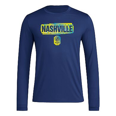 Men's adidas Navy Nashville SC Local Pop AEROREADY Long Sleeve T-Shirt