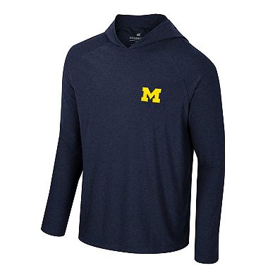 Men's Colosseum Navy Michigan Wolverines Cloud Jersey Raglan Long Sleeve Hoodie T-Shirt