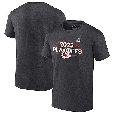 Men's Fanatics Branded Heather Charcoal Kansas City Chiefs 2023 NFL Playoffs T-Shirt