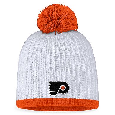 Women's Fanatics Branded  White/Black Philadelphia Flyers 2024 NHL Stadium Series Pom Knit Hat