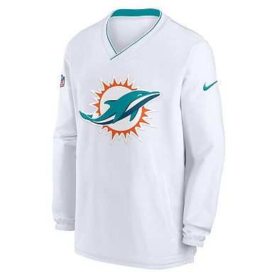 Men's Nike White Miami Dolphins Sideline V-Neck Pullover Windbreaker