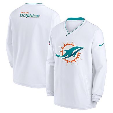 Men's Nike White Miami Dolphins Sideline V-Neck Pullover Windbreaker