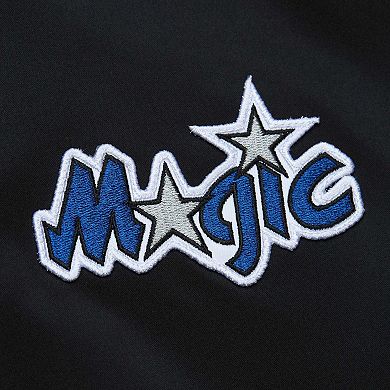 Men's Mitchell & Ness Black Orlando Magic Hardwood Classics Vintage Logo Full-Zip Bomber Jacket
