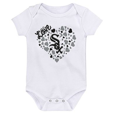 Infant Fanatics Branded Black/White/Pink Chicago White Sox Three-Pack Home Run Bodysuit Set