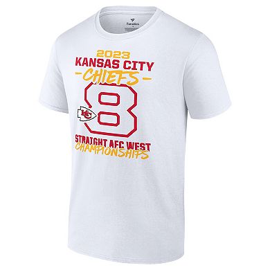 Men's Fanatics Branded White Kansas City Chiefs Eight-Time AFC West Division Champions T-Shirt