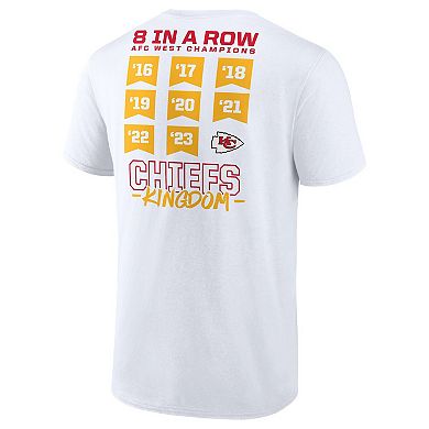 Men's Fanatics Branded White Kansas City Chiefs Eight-Time AFC West Division Champions T-Shirt