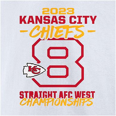 Men's Fanatics Branded White Kansas City Chiefs Eight-Time AFC West Division Champions T-Shirt