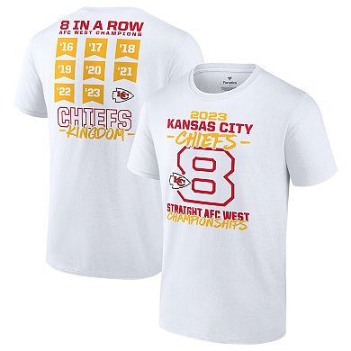 Men's Fanatics Branded White Kansas City Chiefs Eight-Time AFC West Division Champions T-Shirt