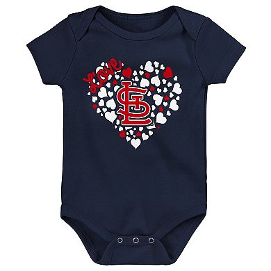 Infant Fanatics Branded Red/Navy/Pink St. Louis Cardinals Three-Pack Home Run Bodysuit Set
