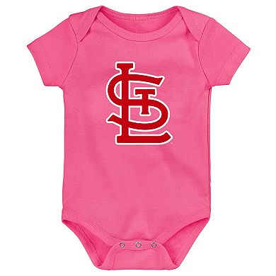 Infant Fanatics Branded Red/Navy/Pink St. Louis Cardinals Three-Pack Home Run Bodysuit Set