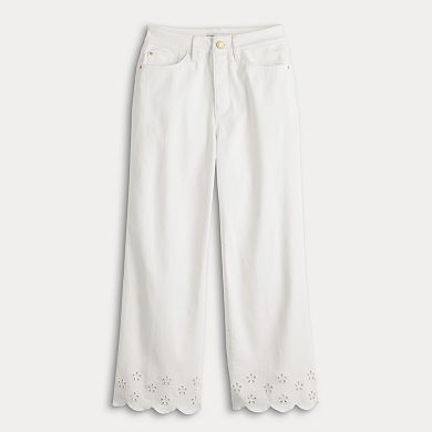 Women's Croft & Barrow® Straight Eyelet Hem Crop Pants