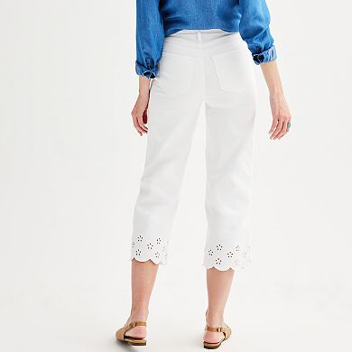 Women's Croft & Barrow® Straight Eyelet Hem Crop Pants