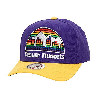 Men's Mitchell & Ness Purple/Gold Denver Nuggets Soul XL Logo Pro Crown Snapback Hat
