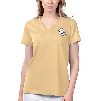 Women's Margaritaville Gold Pittsburgh Steelers Game Time V-Neck T-Shirt