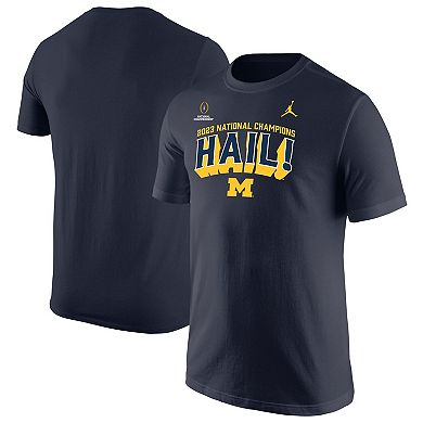 Men's Jordan Brand Navy Michigan Wolverines College Football Playoff 2023 National Champions Slogan Core T-Shirt